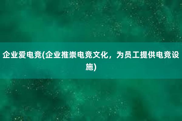 企业爱电竞(企业推崇电竞文化，为员工提供电竞设施)