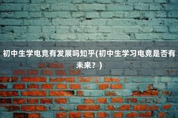 初中生学电竞有发展吗知乎(初中生学习电竞是否有未来？)