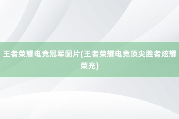 王者荣耀电竞冠军图片(王者荣耀电竞顶尖胜者炫耀荣光)