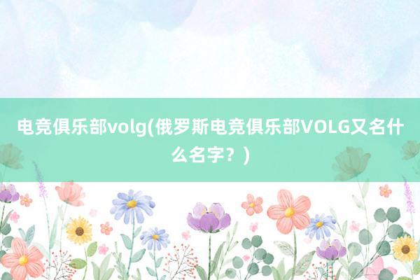 电竞俱乐部volg(俄罗斯电竞俱乐部VOLG又名什么名字？)