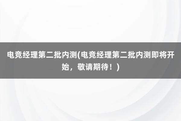 电竞经理第二批内测(电竞经理第二批内测即将开始，敬请期待！)