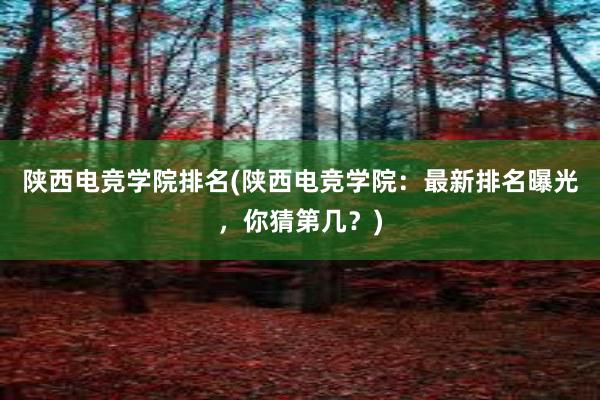 陕西电竞学院排名(陕西电竞学院：最新排名曝光，你猜第几？)