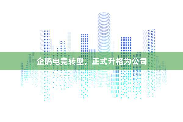 企鹅电竞转型，正式升格为公司