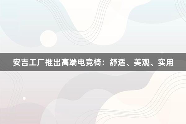 安吉工厂推出高端电竞椅：舒适、美观、实用